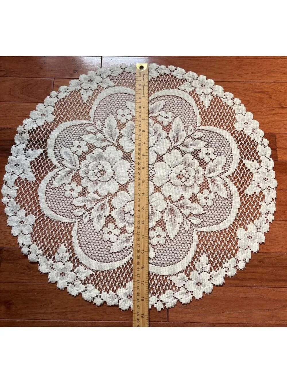 Cream Lace Round Doily Floral Pattern Decorative 19
